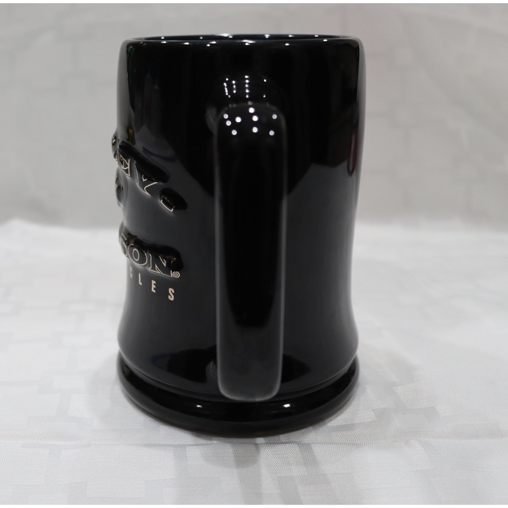 2002 Harley Davidson Black Tankard Chrome Trim Raised Lettering and Logo - Picture 3 of 10